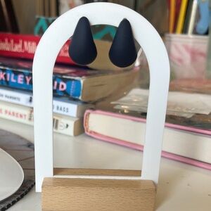 Korean Matte Navy Blue Teardrop Earrings